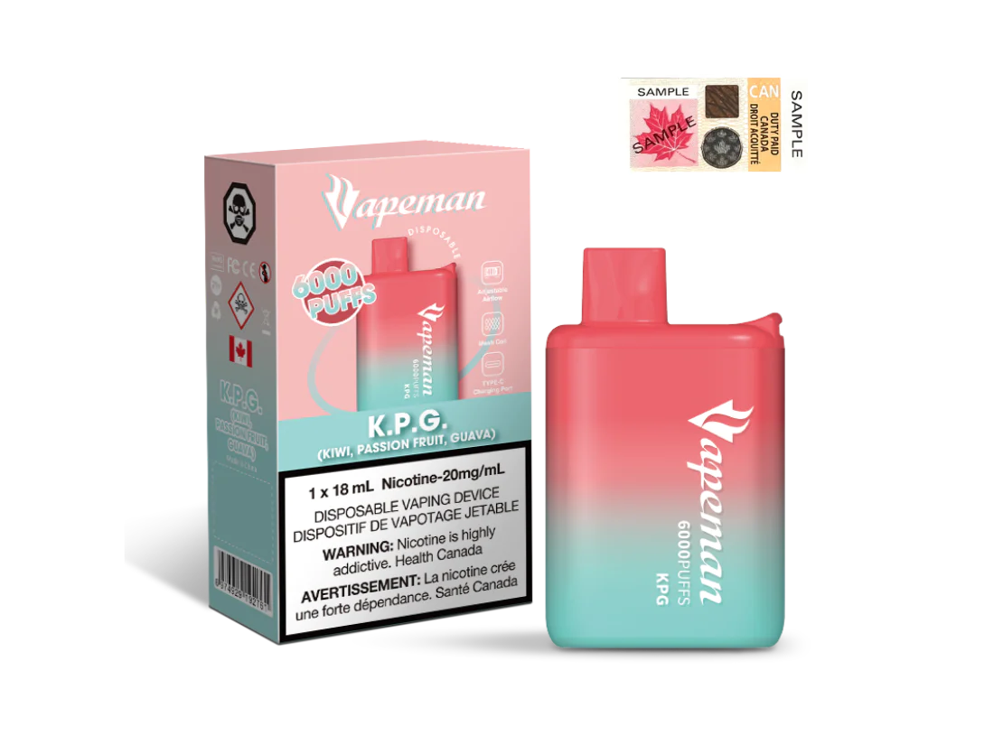 KPG (Kiwi Passionfruit Guava) - Vapeman B6000 - 5pc/pack - EXCISED