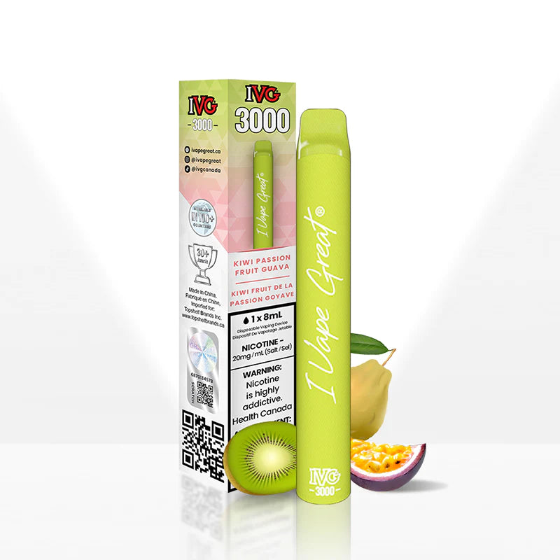 Kiwi Passionfruit Guava - IVG 3000 Puffs Disposable Vape - 6ct