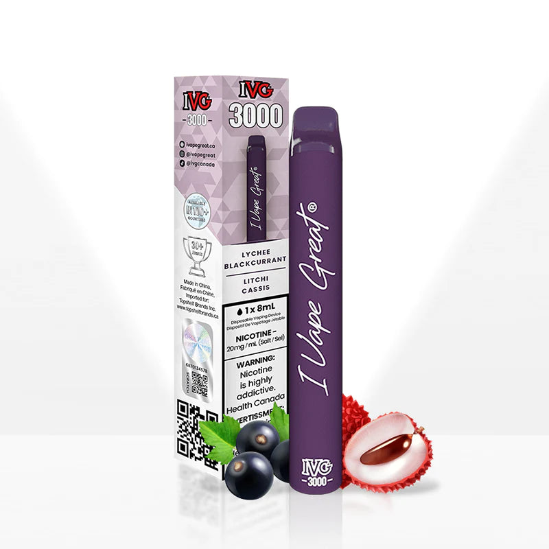 Lychee Blackcurrant - IVG 3000 Puffs Disposable Vape - 6ct