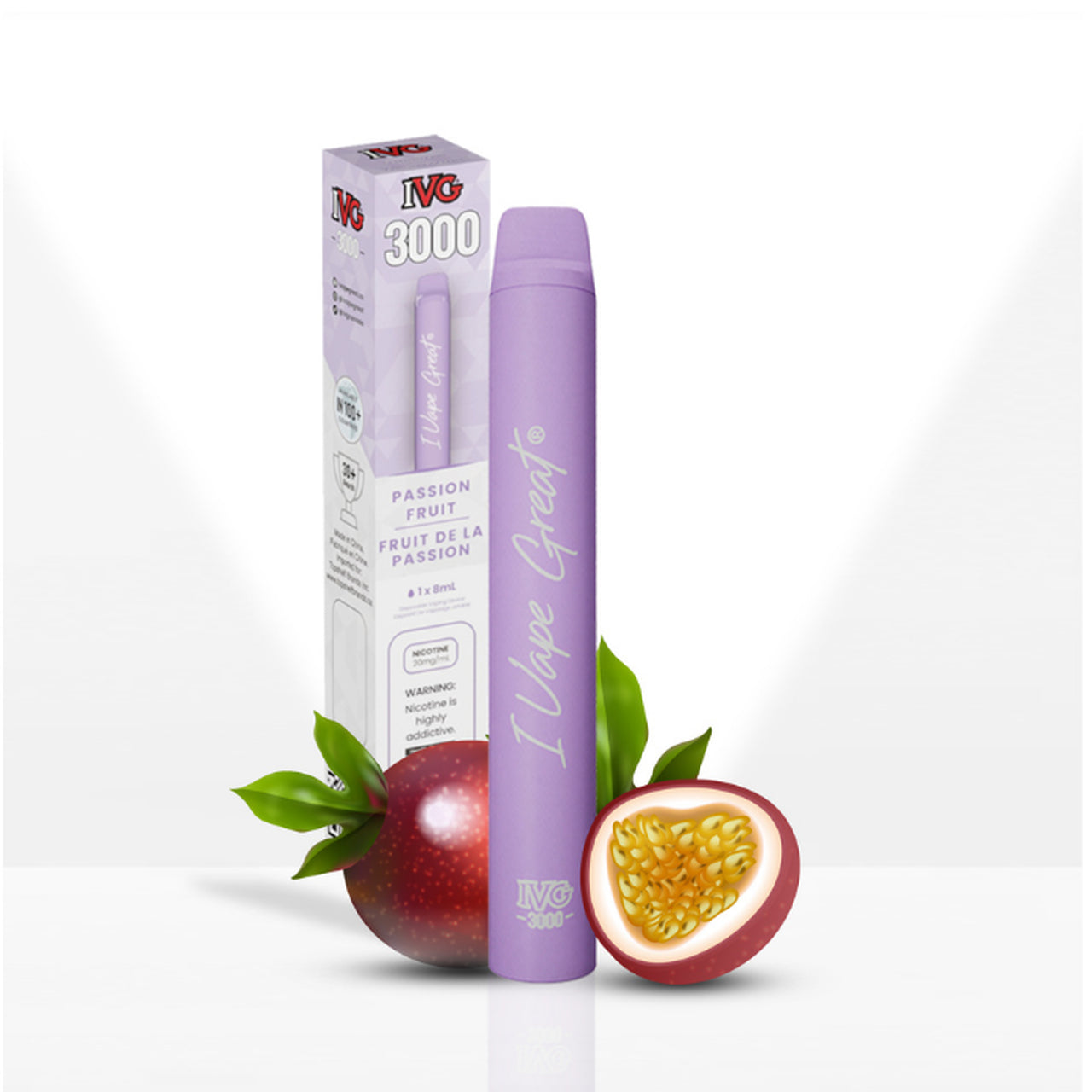 Passion Fruit - IVG 3000 Puffs Disposable Vape - 6ct