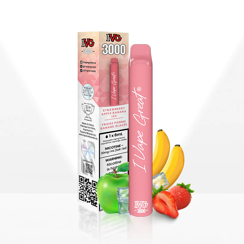 Strawberry Apple Banana Ice - IVG 3000 Puffs Disposable Vape - 6ct