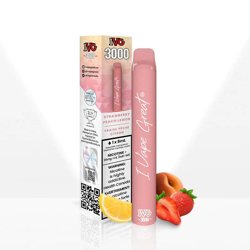 Strawberry Peach Lemon - IVG 3000 Puffs Disposable Vape - 6ct
