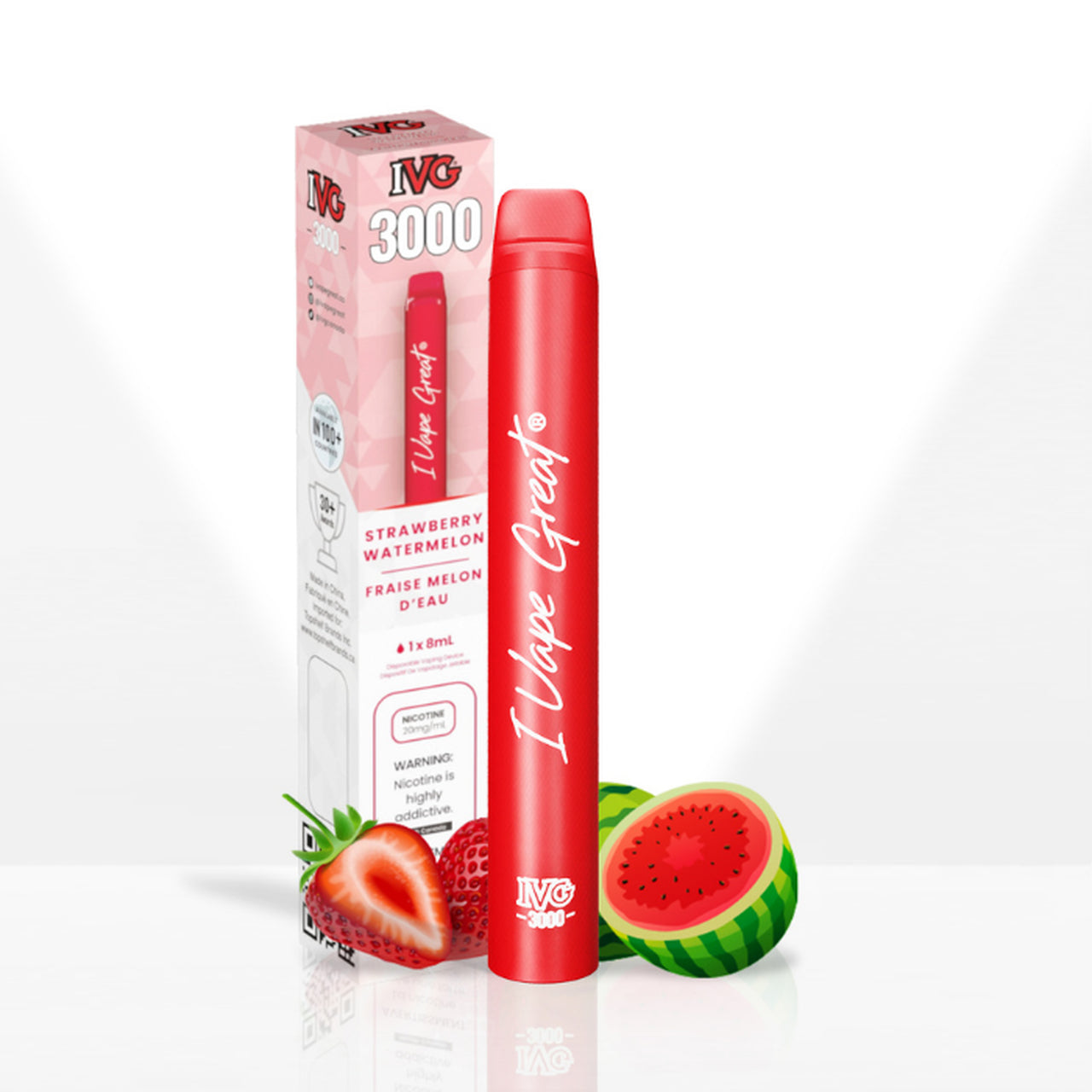 Strawberry Watermelon - IVG 3000 Puffs Disposable Vape - 6ct