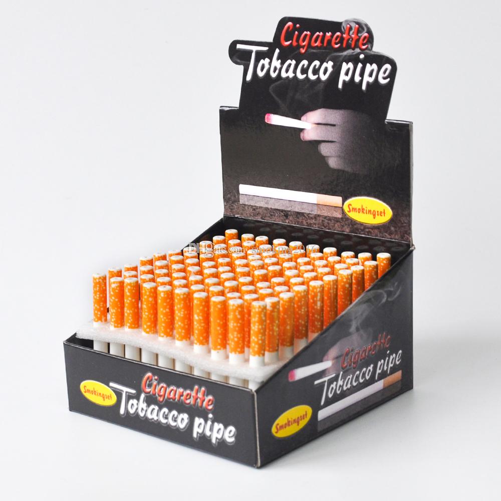 Ceramic Cigarette Hitter Pipe Yellow Filter Color100pcs/box