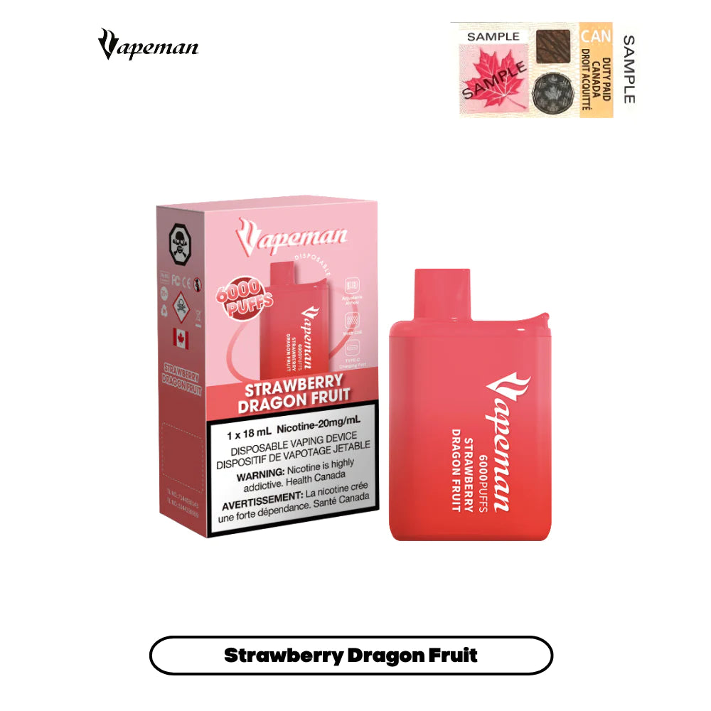 Strawberry Dragonfruit - Vapeman B6000 - 5pc/pack - EXCISED