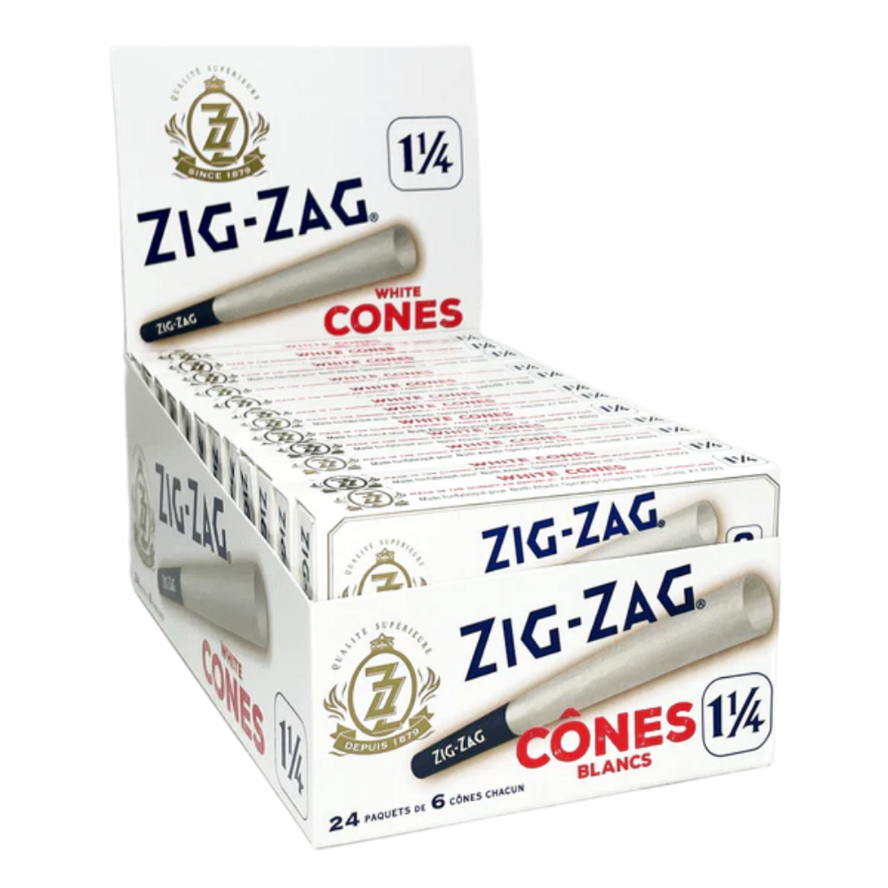 Zig Zag White 1 1/4 Pre-Rolled Cones - 24ct